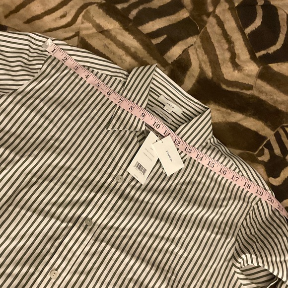 VINCE
Till Stripe Cropped Button Down Tops       Color: Off White Multi - Picture 8 of 10